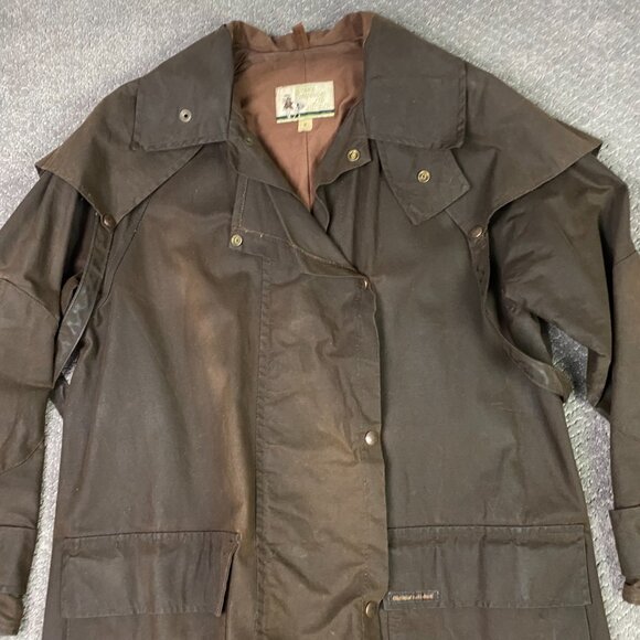 Vintage Outback Trading Company Co. Oilskin Duster Jacket Coat Men's Small Waxed - Picture 2 of 14